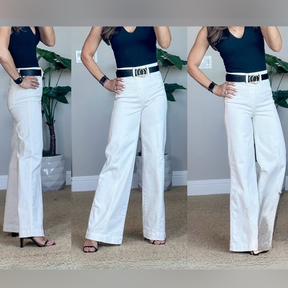 Spanx Seamed Front Wide Leg Jeans in Ecru Smoothing Shaping Slimming Sz 1X🧡 - Picture 1 of 11